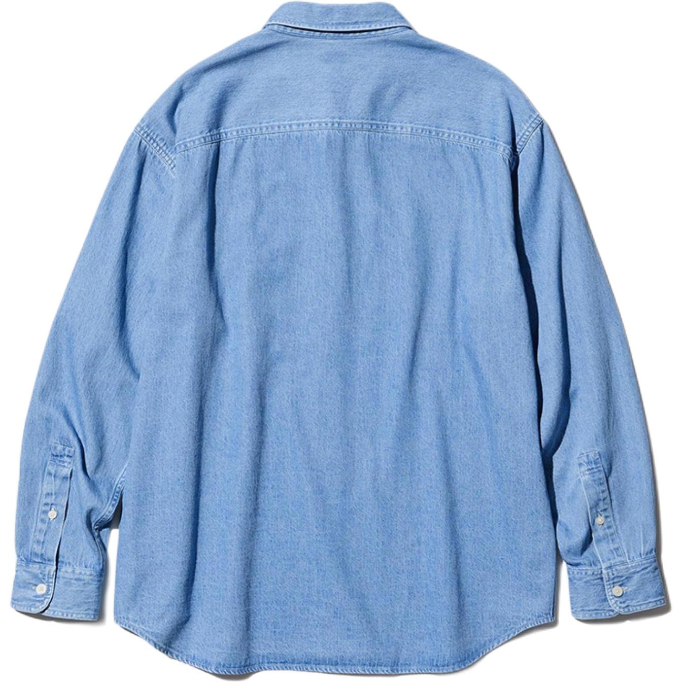 Мужская рубашка небесно-голубого цвета UNIQLO, синий — фото 3