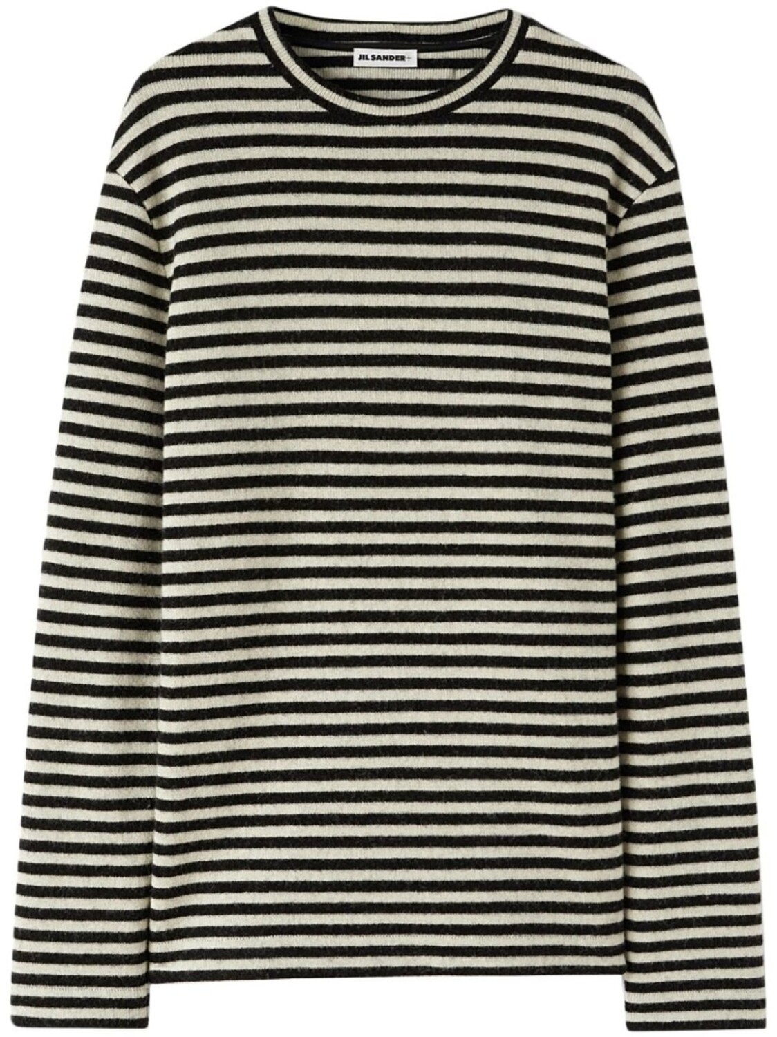 

Jil Sander шерстяная футболка в полоску с нашивкой-логотипом, черный