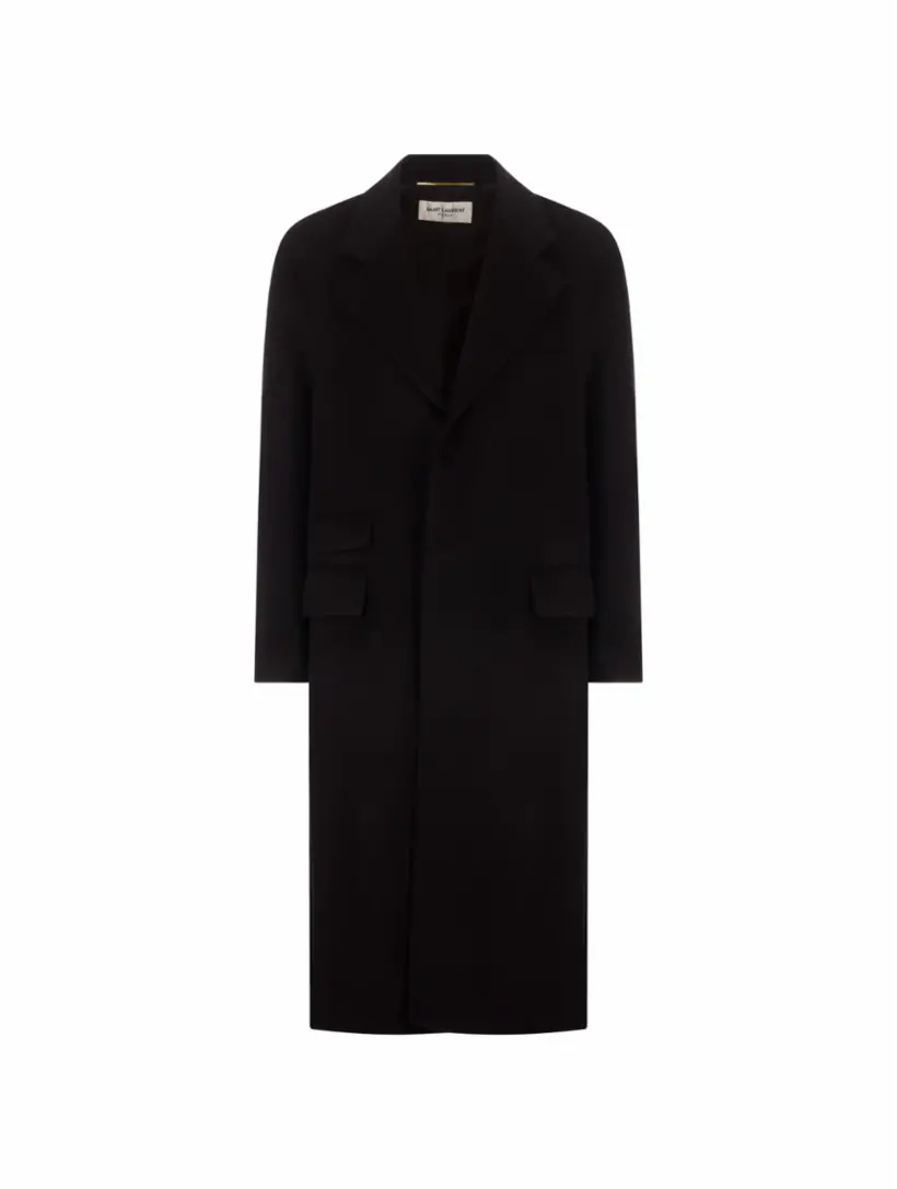 

Однобортное шерстяное пальто Saint Laurent, черный