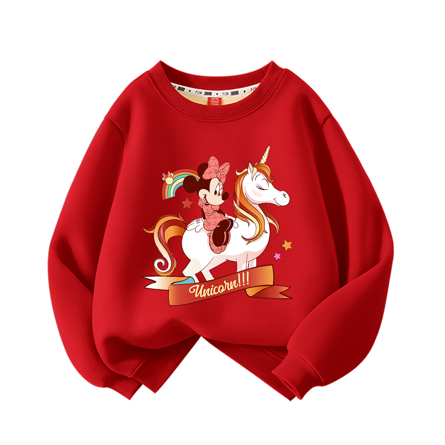 

Детская толстовка с круглым вырезом, утолщенные и на флисовой подкладке Disney, [thickened and fleece-lined]didi mouse minnie красный