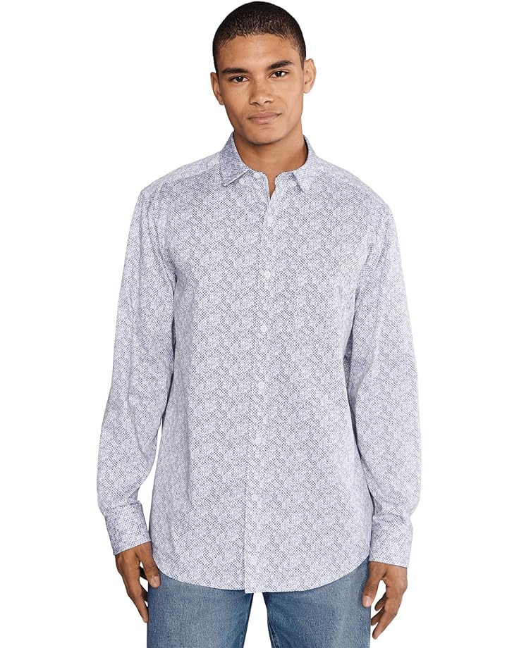 

Мужская рубашка Johnston & Murphy Printed Cotton, Blue/Tan 1