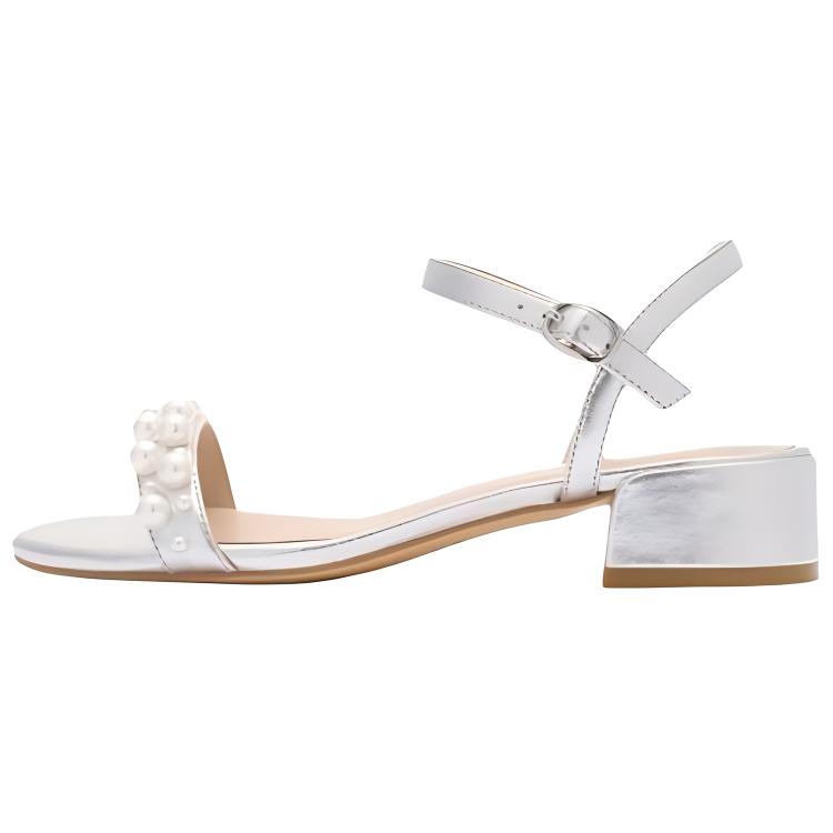 Stuart Weitzman Стюарт Вайцман SW GOLDIE 35 Блок Сэндэл Сандалии с одной лямкой 3,5 см Женские серебристые