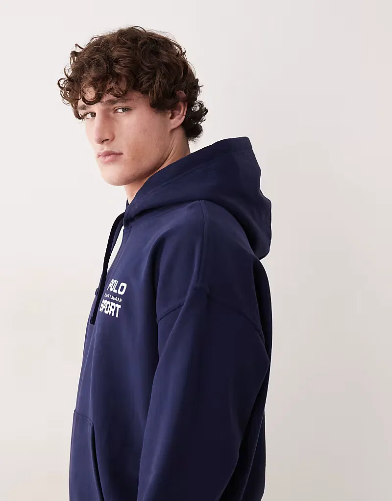 Толстовка Polo Ralph Lauren Sport свободного кроя с принтом на спине, темно-синий — фото 4