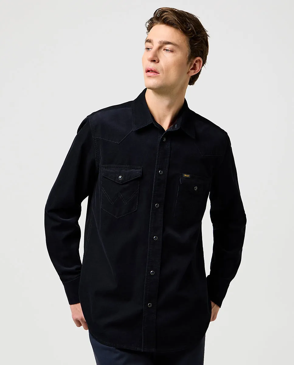 

Мужская вельветовая рубашка с вестерн-деталями Wrangler, черный