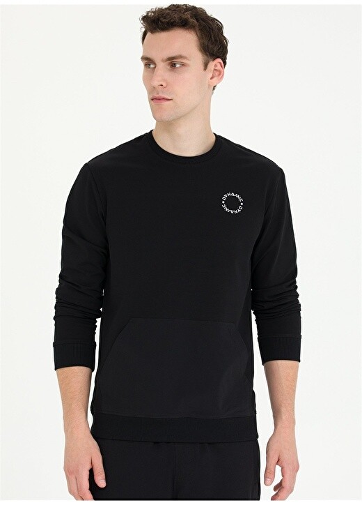 

Однотонный черный мужской свитшот с круглым вырезом Pierre Cardin