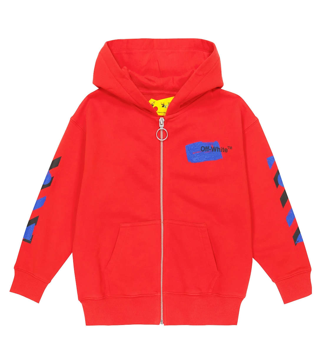 

Толстовка с капюшоном из хлопка с принтом на молнии Off-White Kids, Red Blue