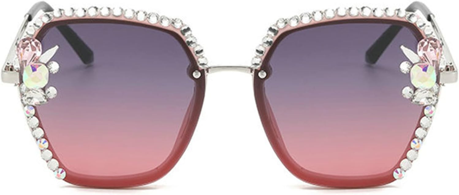 

Willochra Модные солнцезащитные очки без оправы со стразами для женщин, роскошные, сексуальные, с бриллиантами, квадратной формы, блестящие солнцезащитные очки для женщин, Purple