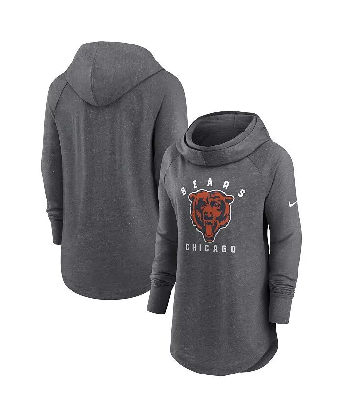 

Женская толстовка с капюшоном Heather Charcoal Chicago Bears Raglan Funnel Neck Nike