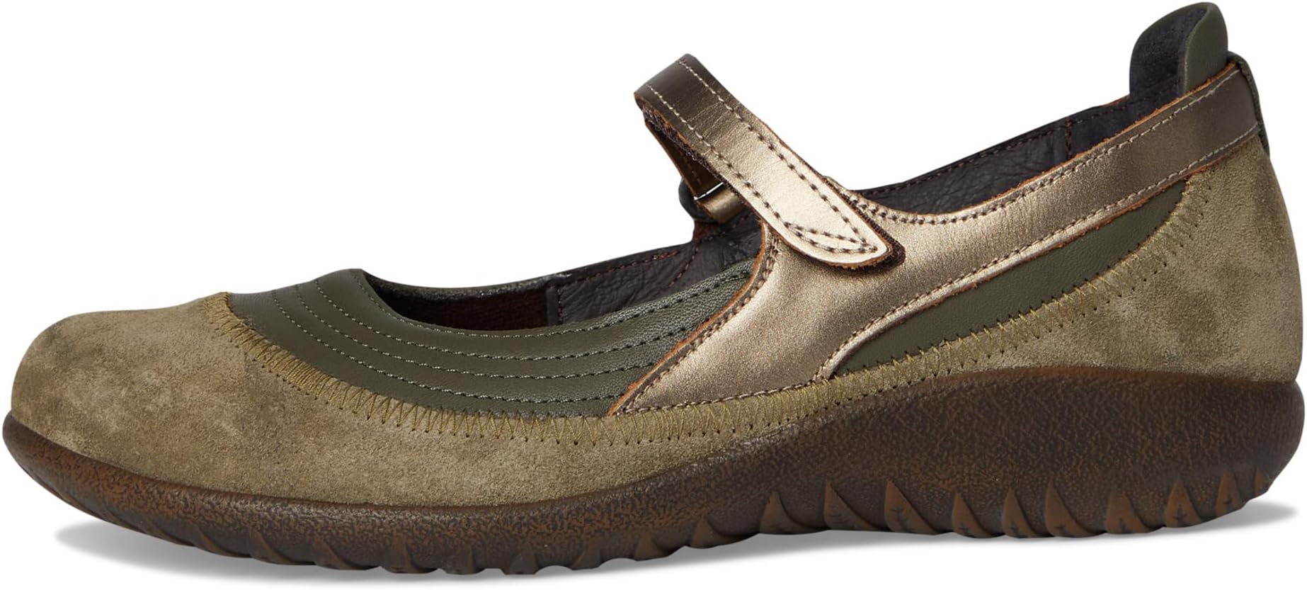Балетки Naot Kirei, цвет Soft Green Leather/Hunter Green Suede/Pewter Leather — фото 4