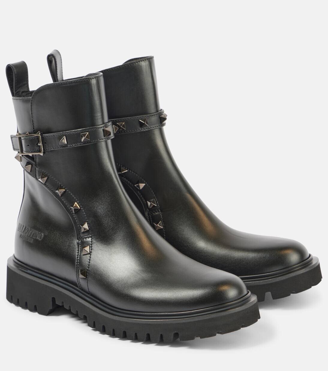 Ботинки Rockstud из кожи Valentino Garavani, черный