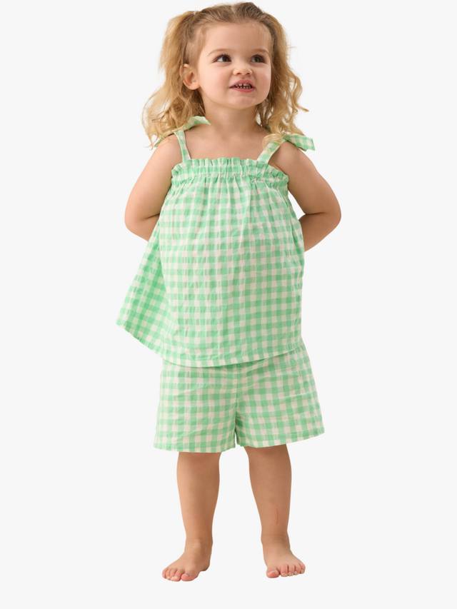 Комплект из хлопчатобумажного топа и шорт baby seersucker Angel & Rocket, цвет Green/White — фото 4