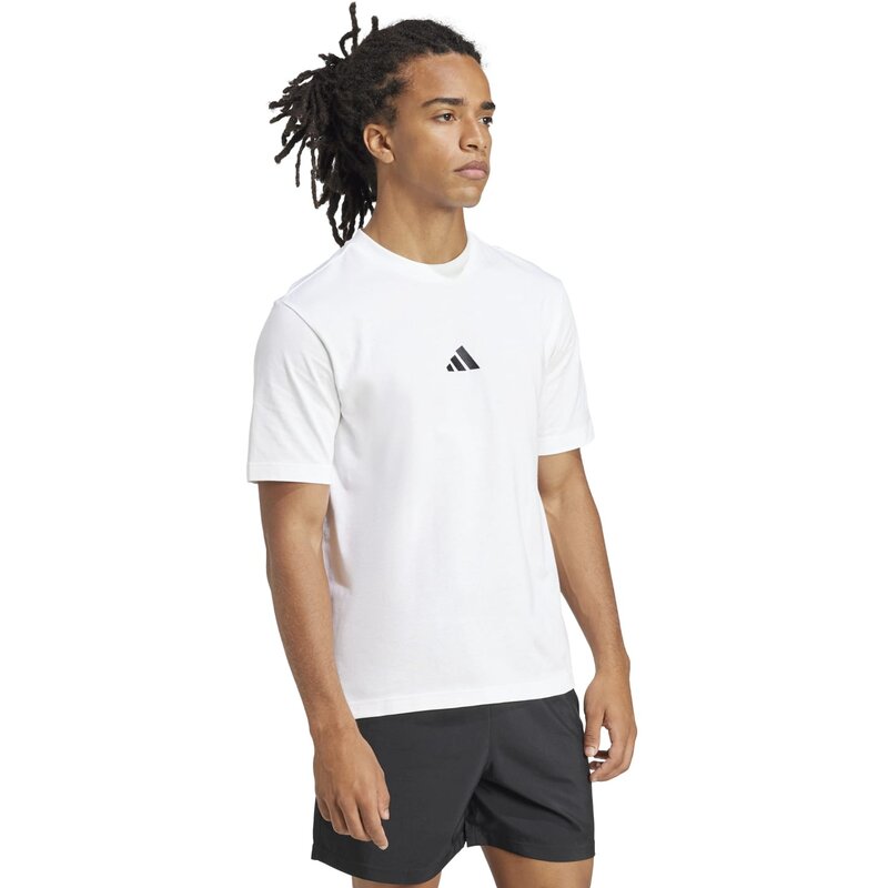 Футболка Essentials с маленьким логотипом, одинарный джерси Adidas, мультиколор — фото 4