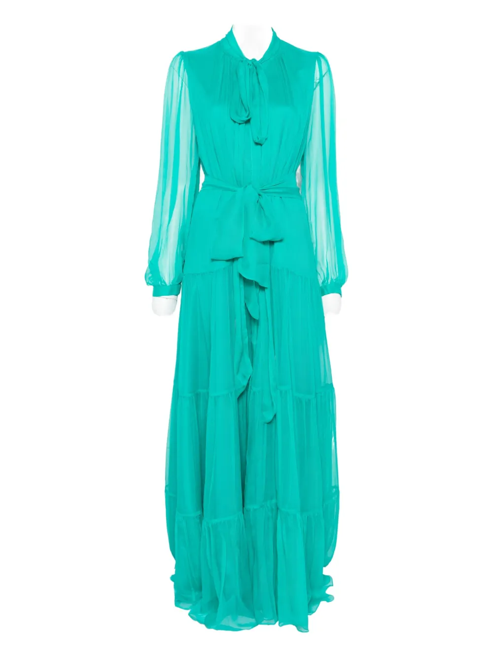 

Макси-платье с ярусными вставками Miau By Clara Rotescu, зеленый