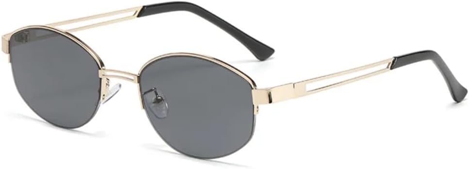 

Солнцезащитные очки в полуободковой оправе неправильной формы для женщин и мужчин, винтажные, роскошные, в стиле панк, популярные солнцезащитные очки с защитой от УФ-излучения UV400 TVTBBVV, Gold-black