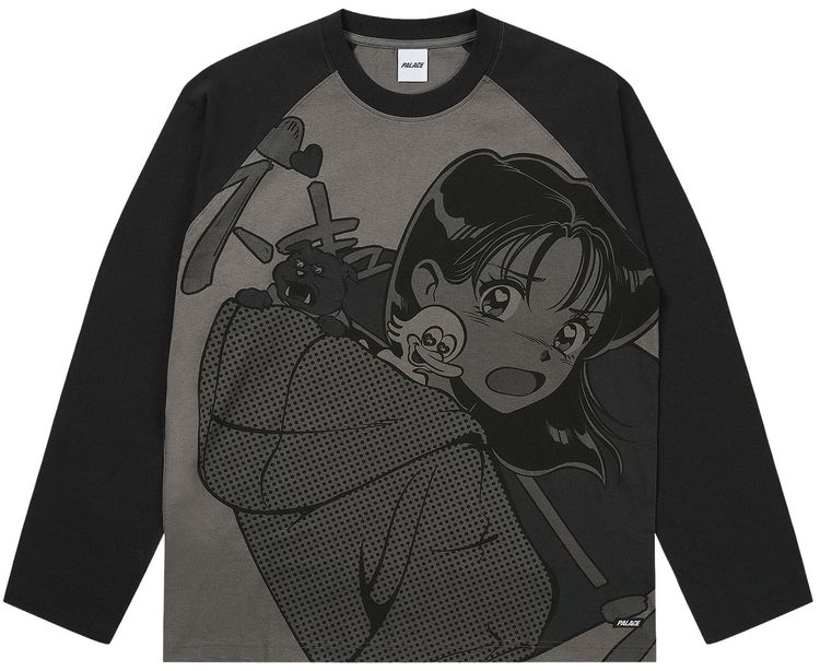 

Футболка с длинным рукавом реглан Palace Rear View, черная/моно