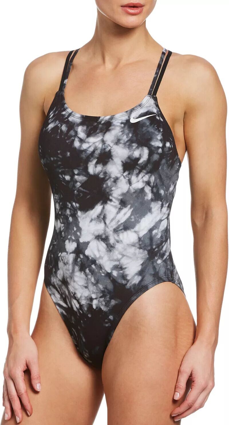 

Женский цельный купальник NIKE Hydrastrong Tie Dye Spiderback, черный