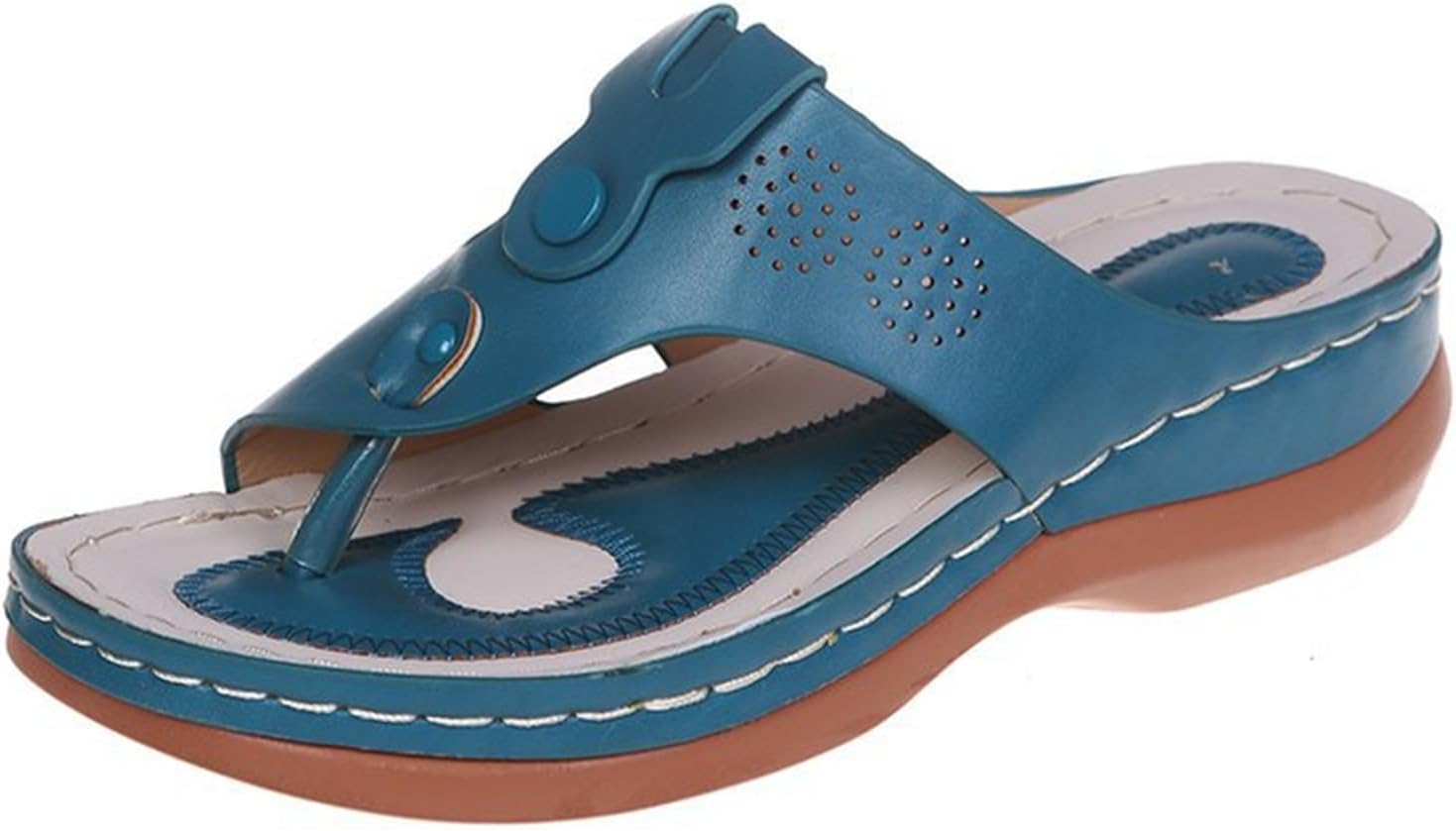 

Женские шлепанцы с ремешком между пальцев, нескользящие шлепанцы для лета, пляжа, с открытым носком, на широкую стопу, удобные обувь для прогулок, легкие шлепанцы, наружные женские сланцы Generic, синий