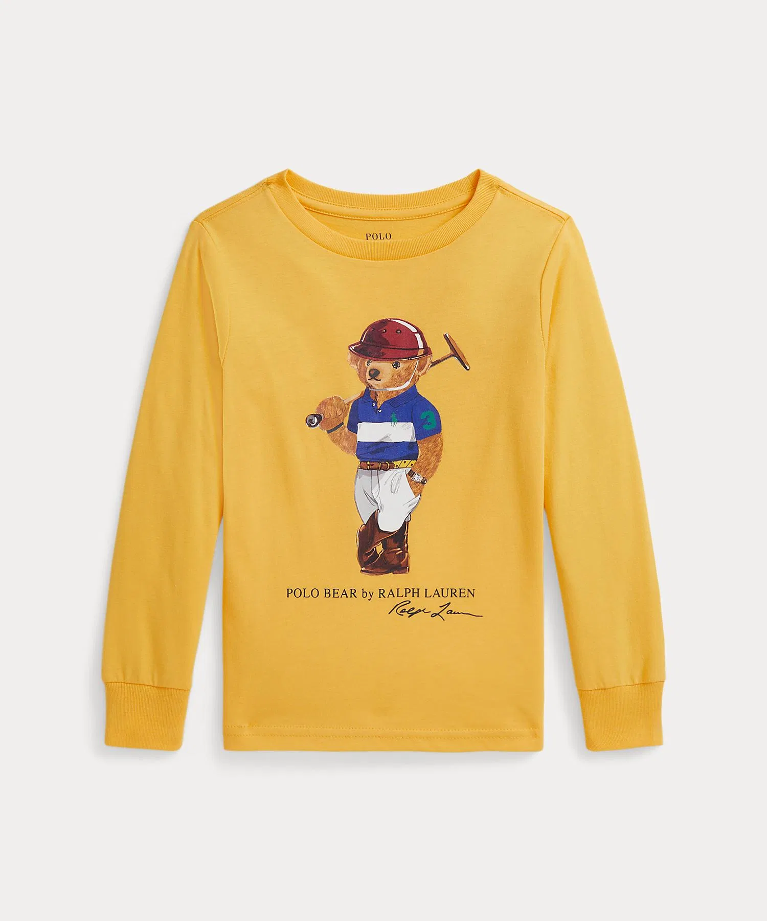 Детская хлопковая футболка Polo Bear POLO RALPH LAUREN жёлтая