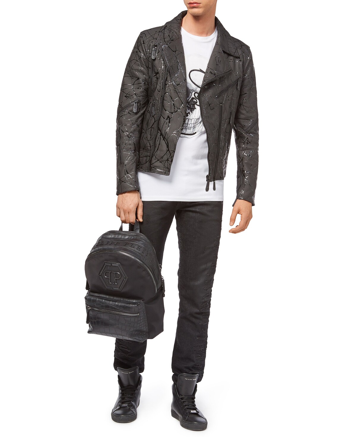 

Кожаный байкер «Странный»; Philipp Plein, цвет Black / Black
