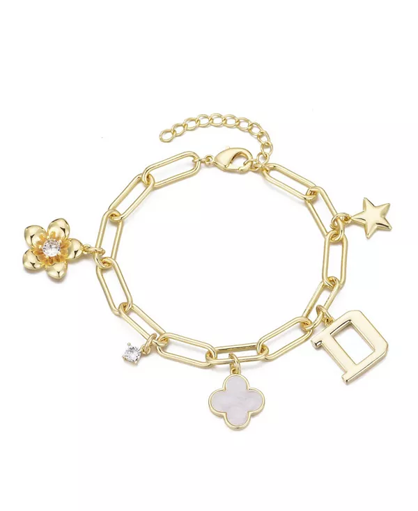 

Золотой браслет с инициалами и массивными подвесками Adornia, gold-d