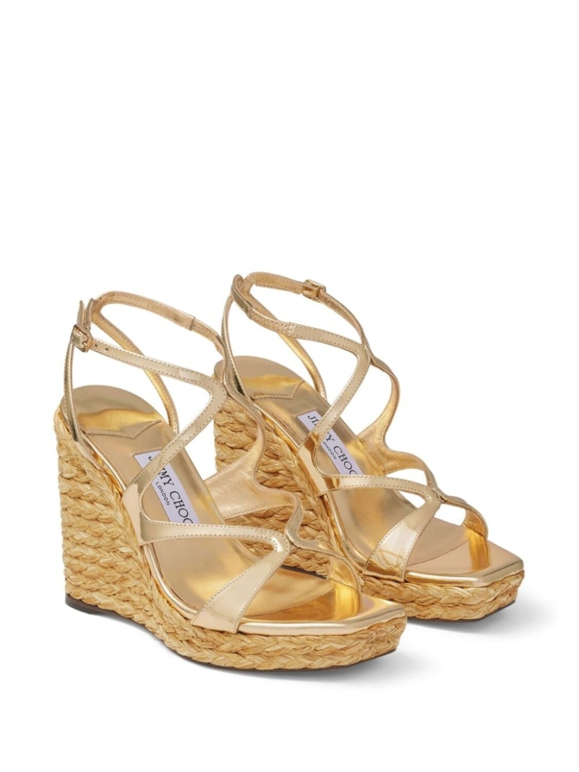 Jimmy Choo босоножки Ayla 110 на танкетке, золотистый — фото 2