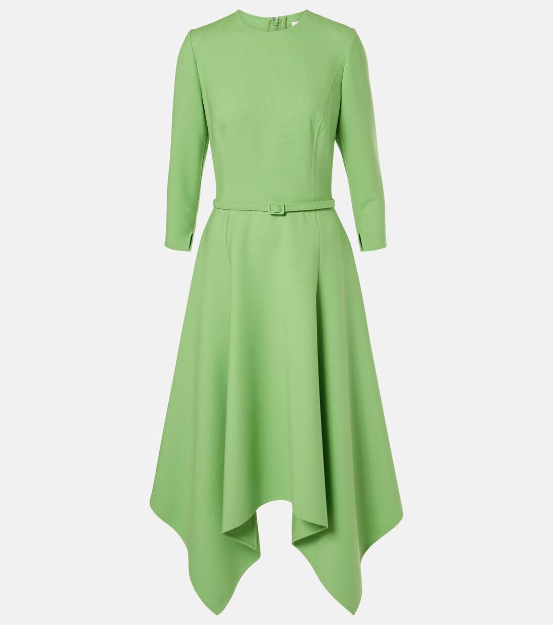 

Асимметричное платье миди из смесовой шерсти Oscar De La Renta, цвет olivine