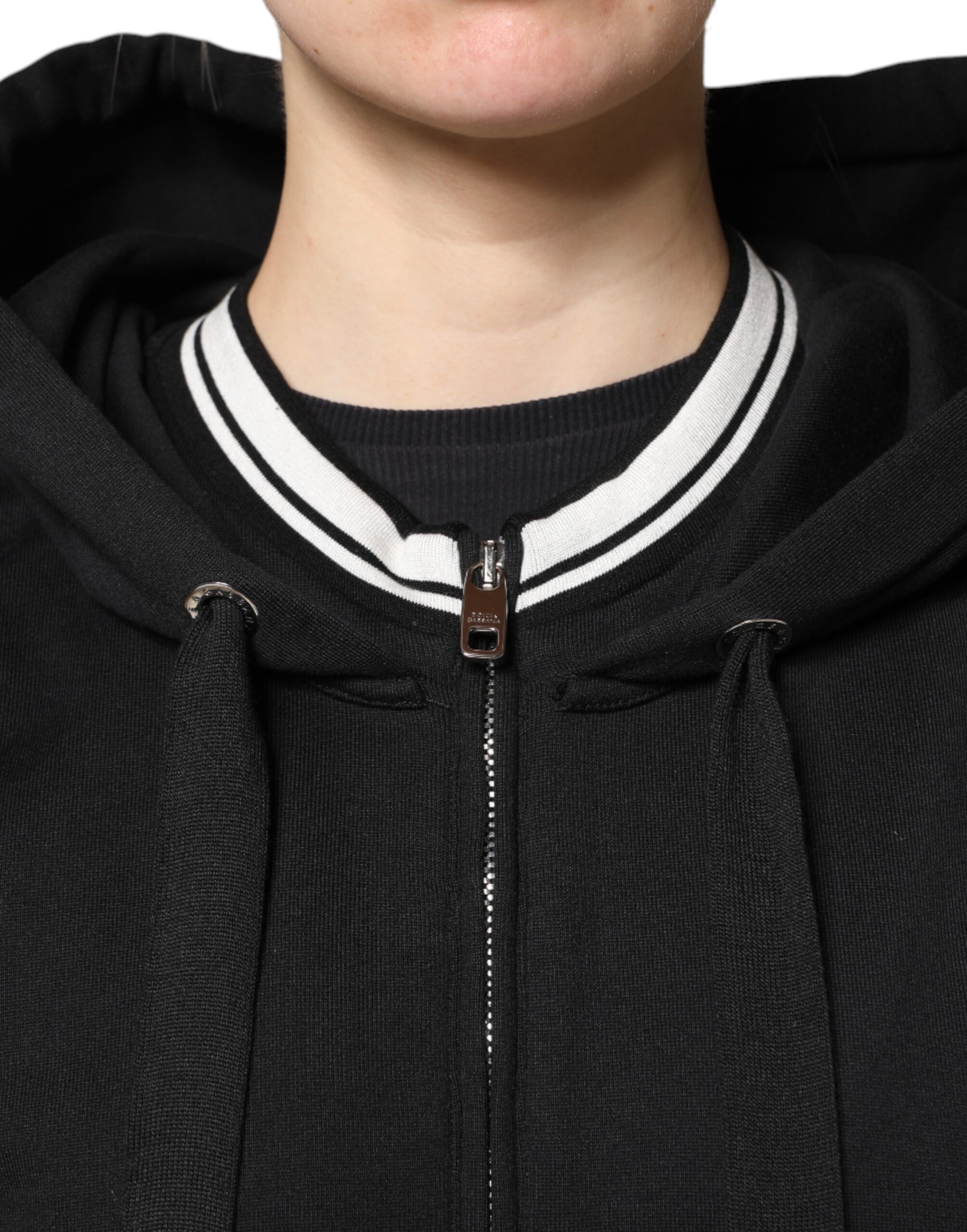 Черный хлопковый свитер с капюшоном и застежкой-молнией Dolce & Gabbana, Black — фото 4