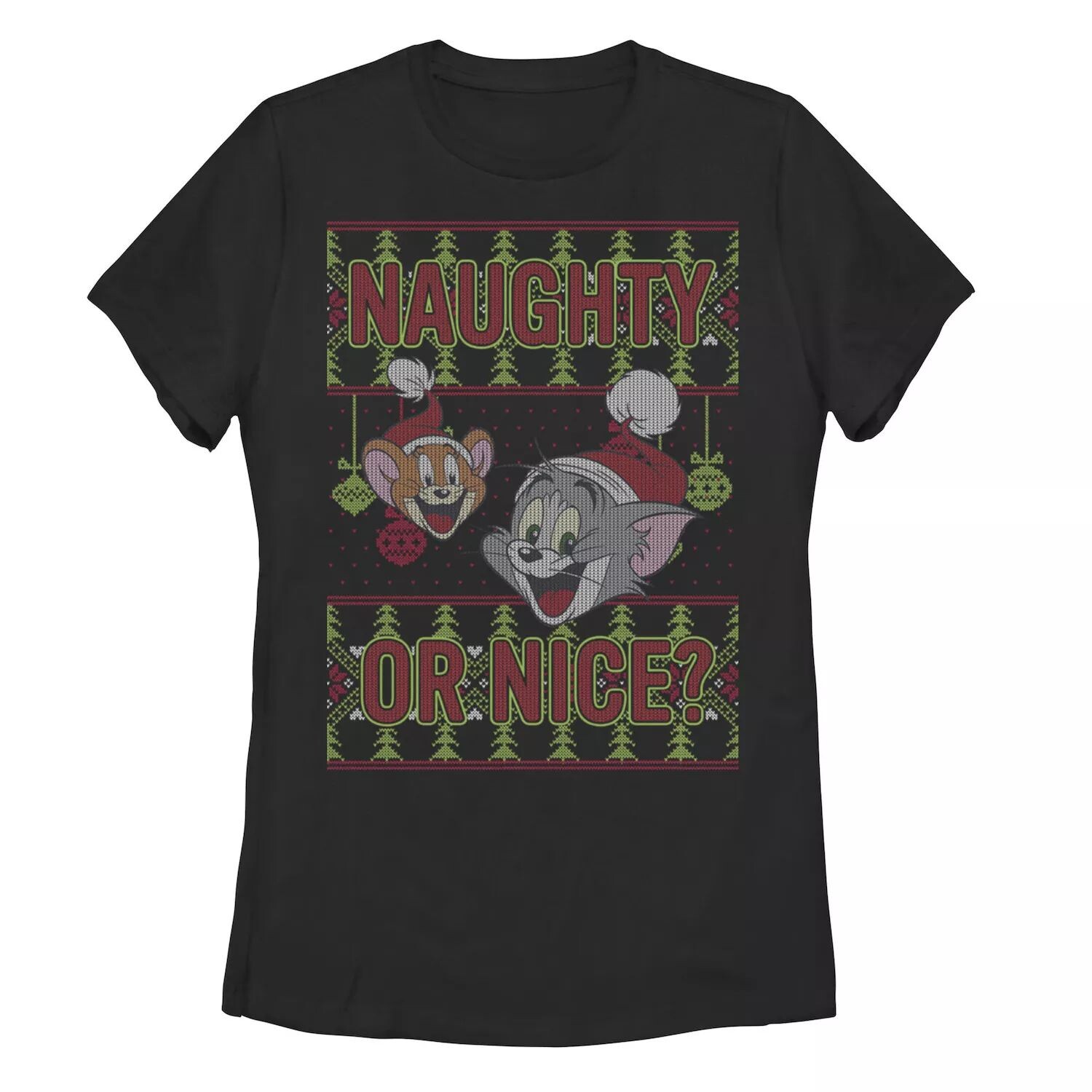 

Детская футболка Tom And Jerry с графическим рисунком Naughty Or Nice Holiday Licensed Character, черный