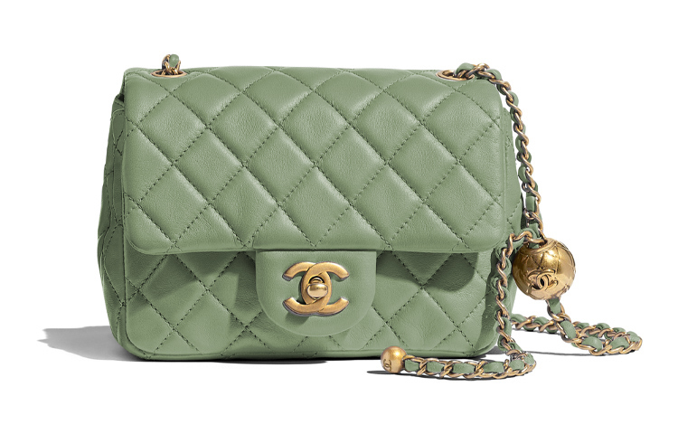 

CHANEL Маленькая золотая бусина мини-квадратная клатч-сумка через плечо из овчины, кроссбоди мини для женщин