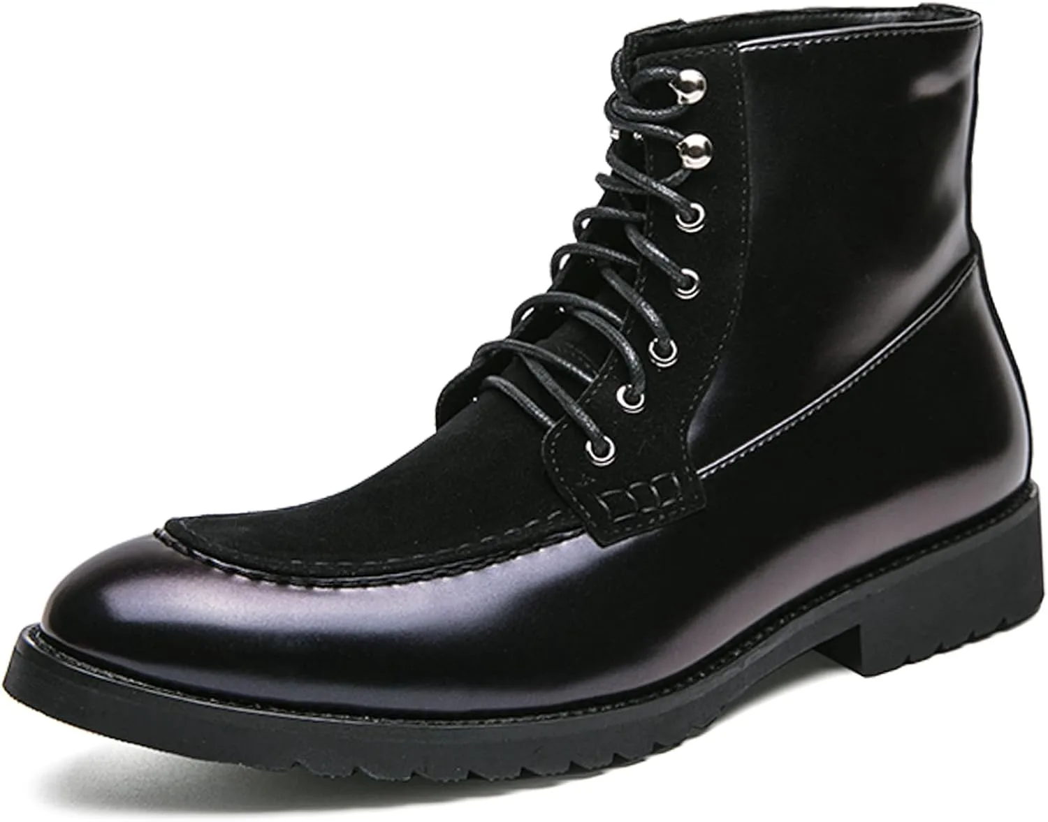 

Мужские оксфорды Chelsea с шнуровкой, модные сапоги из лакированной кожи с высокой посадкой, ботинки Chukka, повседневные, деловые и рабочие Oigunle, черный