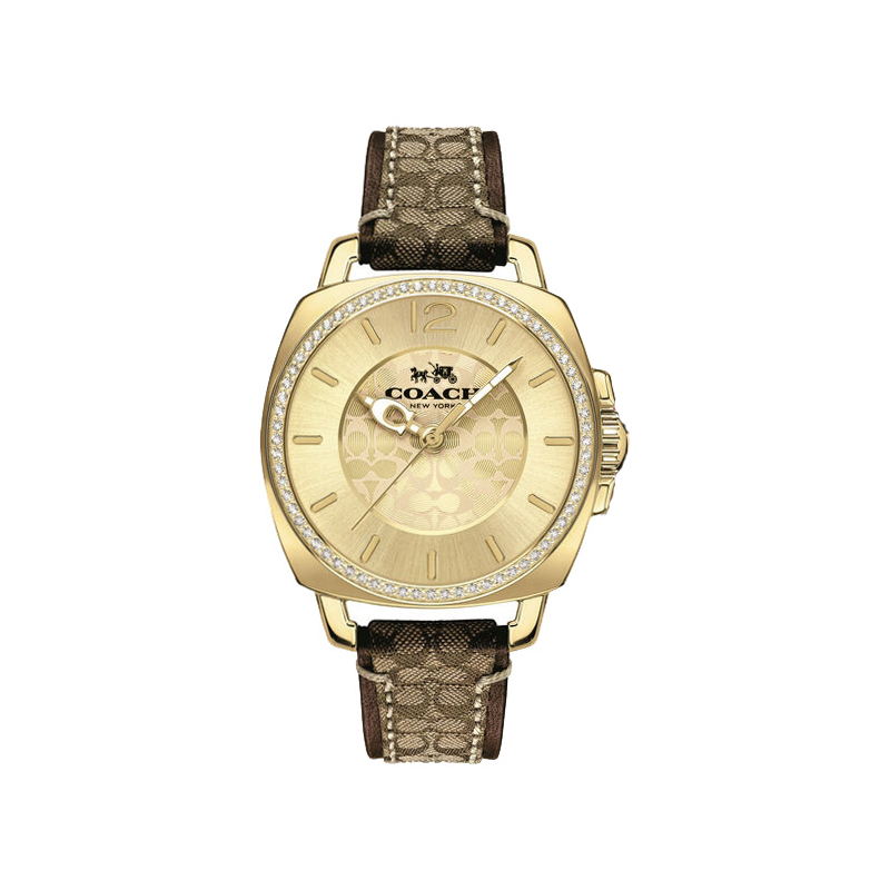 

Наручные часы Boyfriend Collection с кварцевым механизмом, кожаным ремешком, 34 мм, золотой циферблат, женские часы COACH