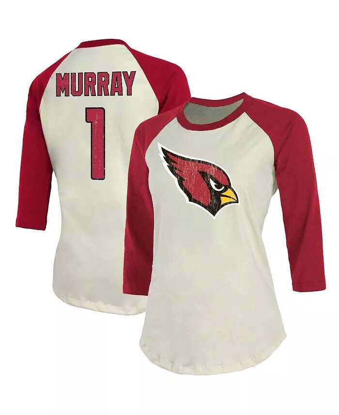 

Женская футболка Kyler Murray Cream, Cardinal Arizona Cardinals Player с именем и номером реглан, рукав 3/4 Fanatics