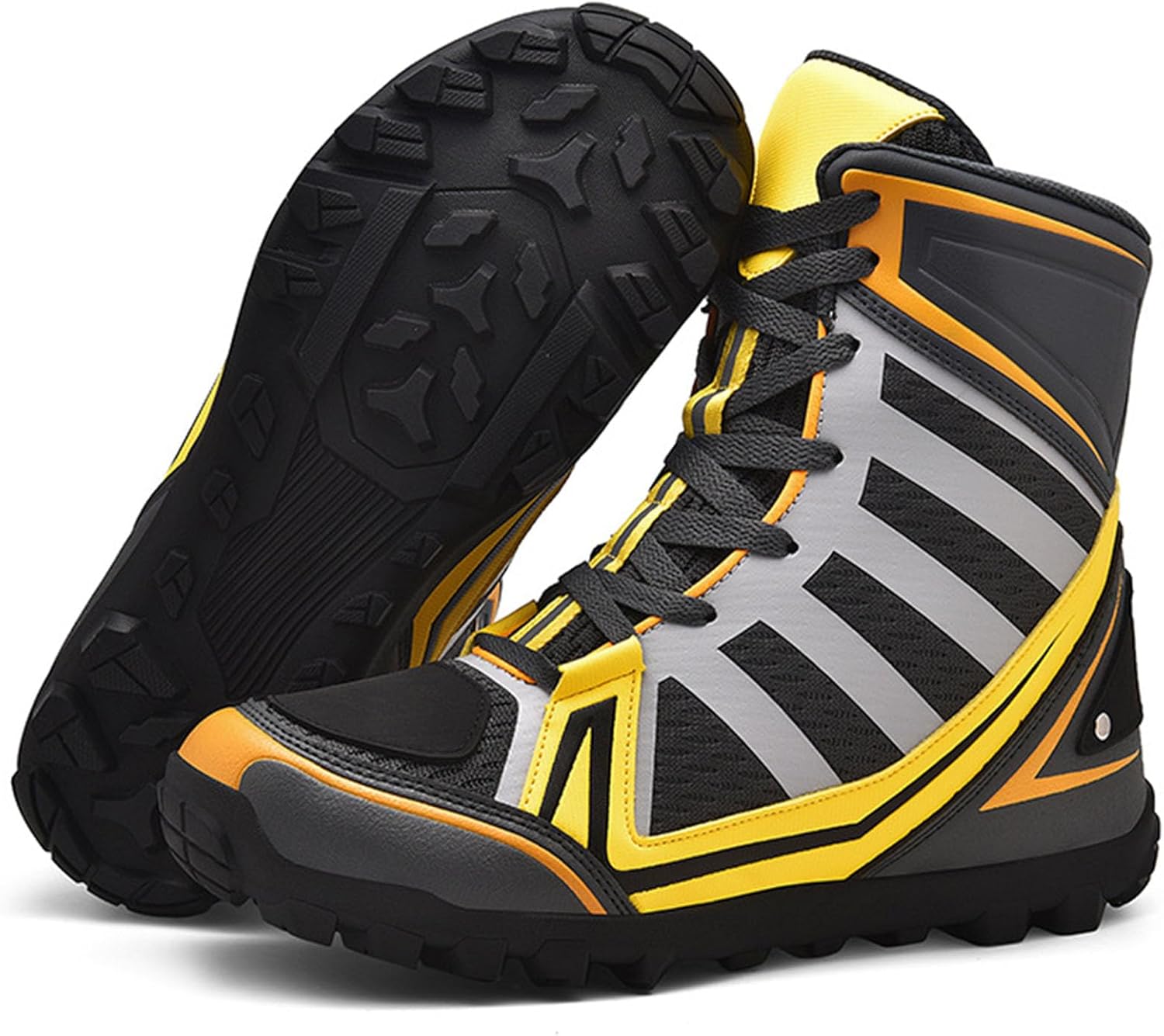 

Мужские мотоциклетные ботинки высокие, дышащие, с антискользящей подошвой и поддержкой щиколотки, модные для мотокросса Hiuzylqx, черный/желтый