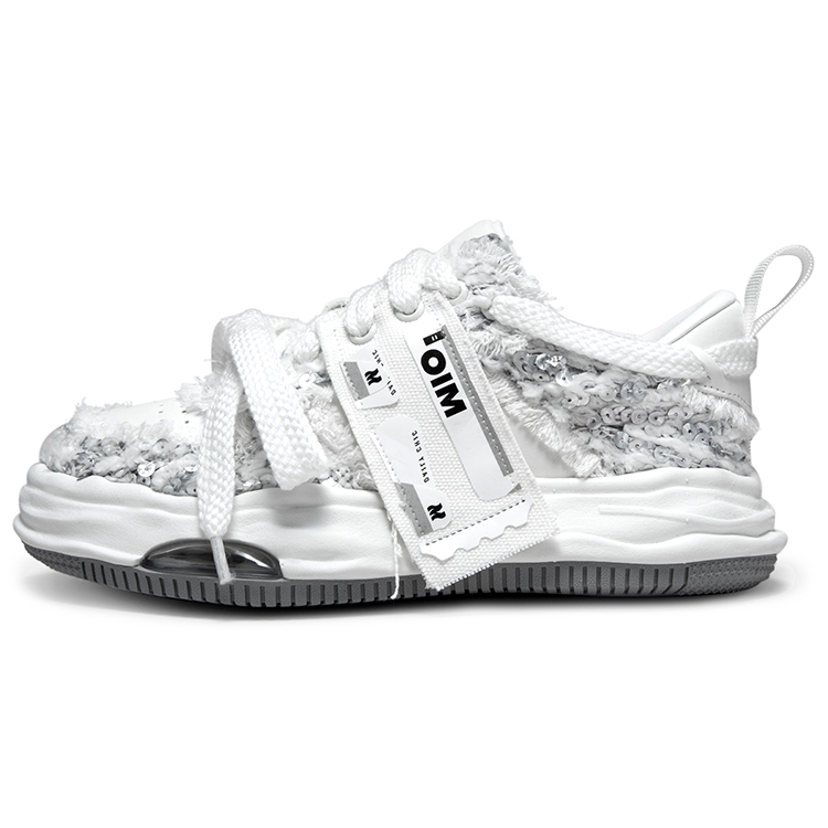 

MIO Унисекс скейтборд кроссовки мидтоп серо-белые, цвет White