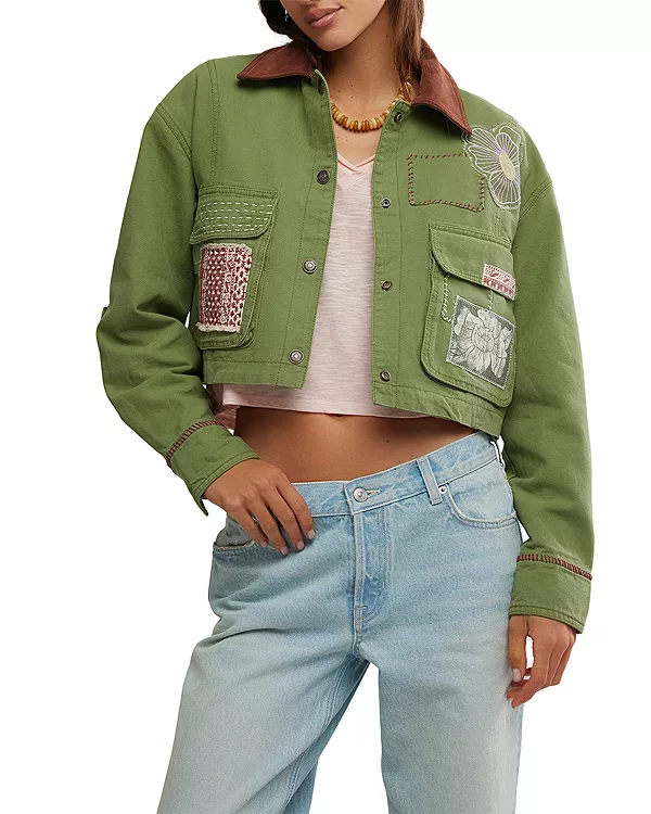 

Куртка Martha с аппликациями в стиле Workwear Free People, зеленый