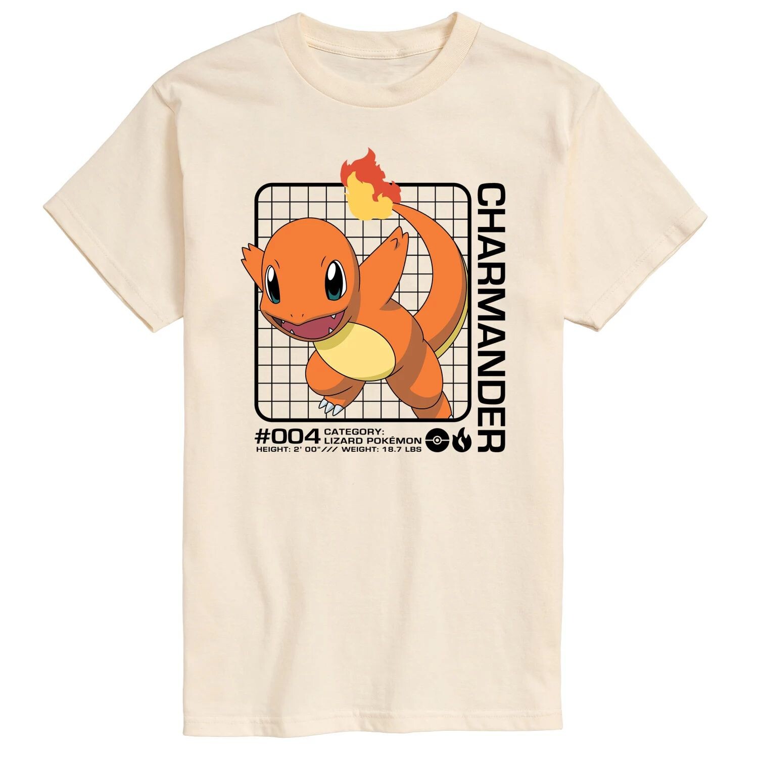 

Мужская футболка с рисунком Pokemon Charmander Stats Licensed Character