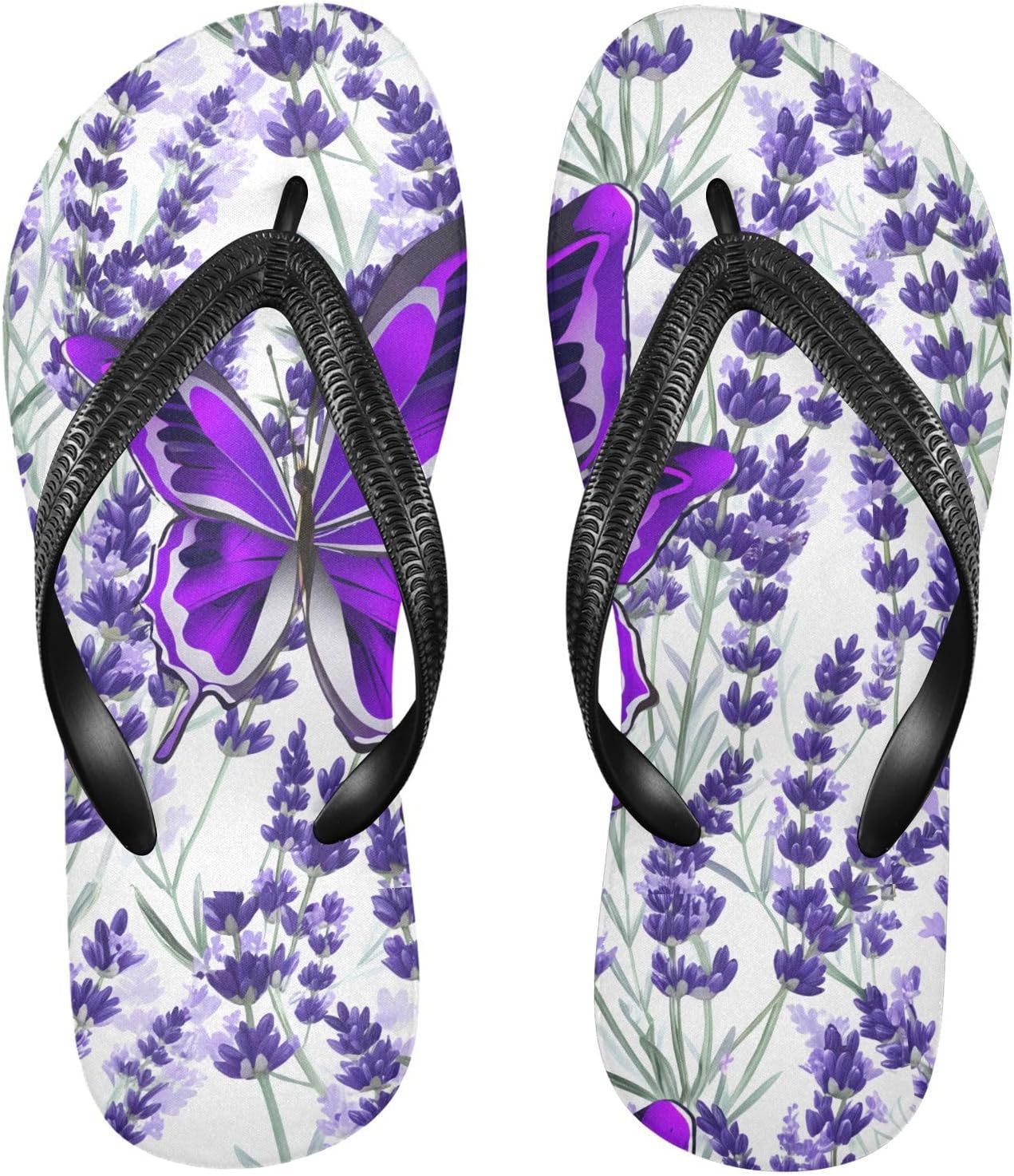 

Лавандовые шлепанцы с рисунком бабочки, фиолетовые пляжные вьетнамки для душа, резиновые нескользящие летние шлепанцы для мужчин и женщин Sinestour