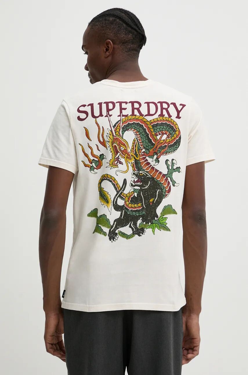 

Хлопковая футболка Superdry, бежевый