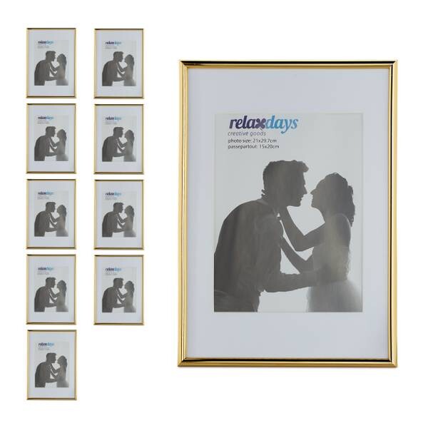 

10 x Рамка для фотографий Relaxdays A4 gold, золотой