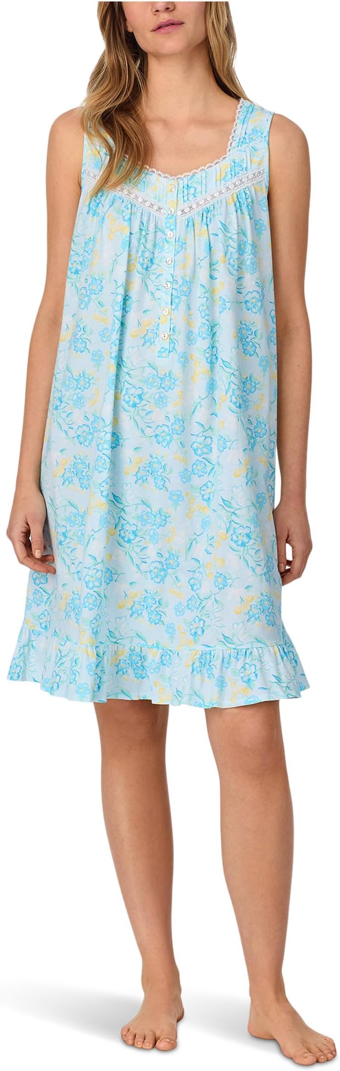 

Женская короткая ночная рубашка без рукавов Eileen West, Aqua Ground Floral