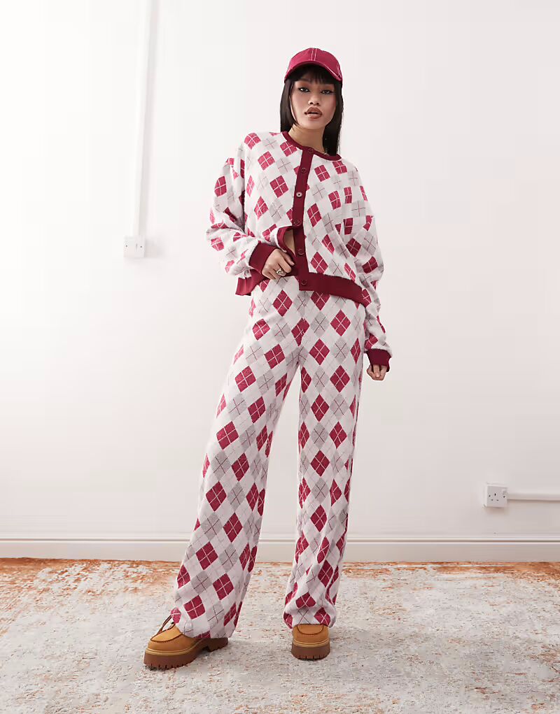 

Брюки прямого кроя с ромбовидным принтом Reclaimed Vintage, мультиколор