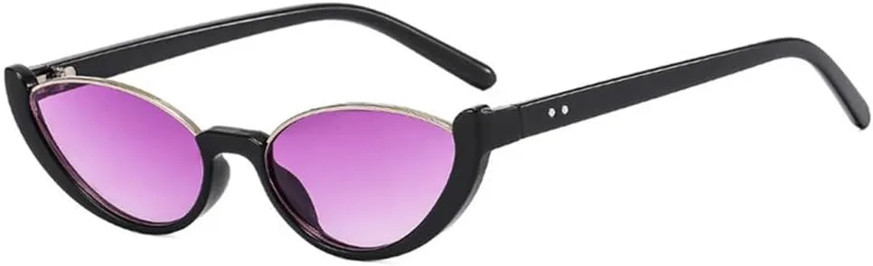 

Винтажные солнцезащитные очки «кошачий глаз» для женщин, полуободковая оправа, маленькая форма, стильные и простые очки для женщин LJTJTAV, Black Gradient Purple