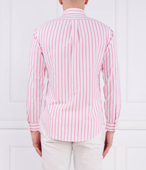 Рубашка мужская Polo Ralph Lauren в полоску, розовый/белый — фото 4