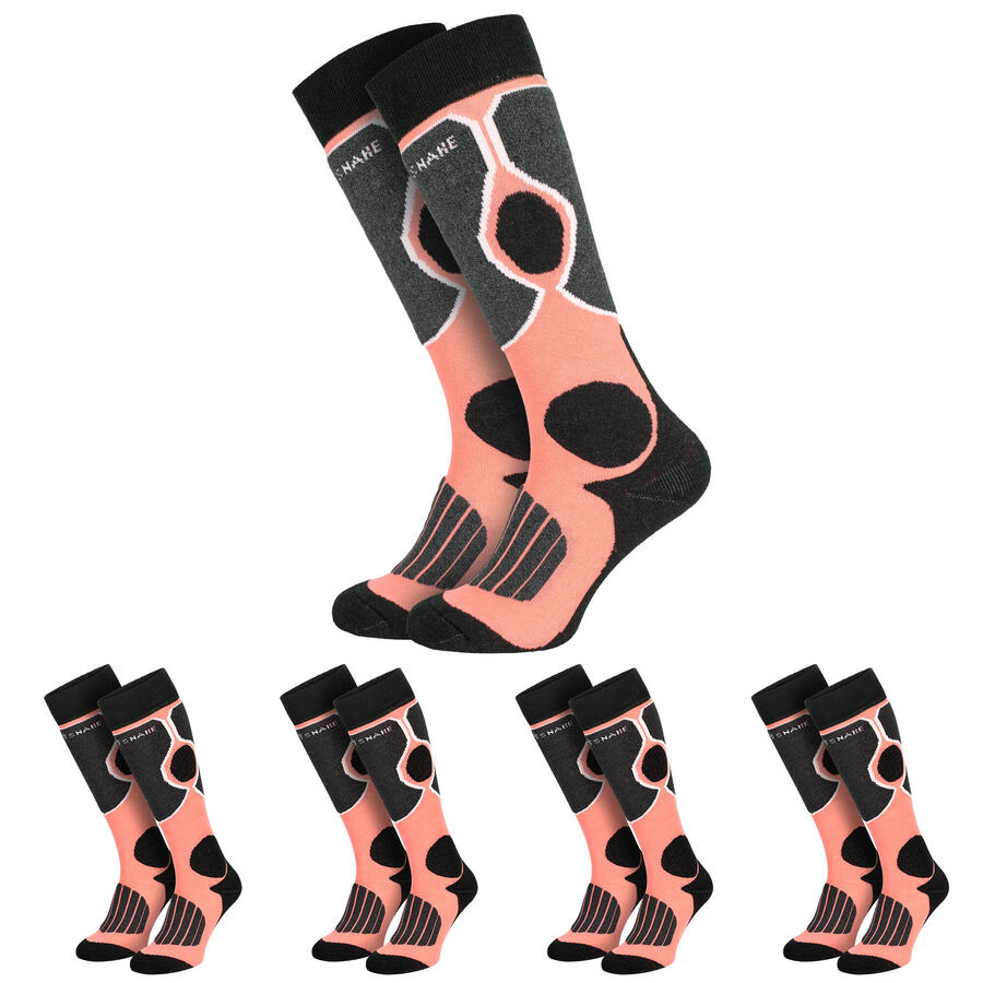 

BLACK SNAKE 4 пары функциональных носков | Горнолыжные носки | Женские и мужские | Черный/Коралловый