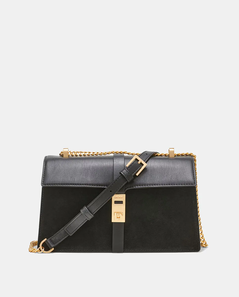 

Сумка DKNY ALORA с двойной ручкой и однотонным принтом, черный