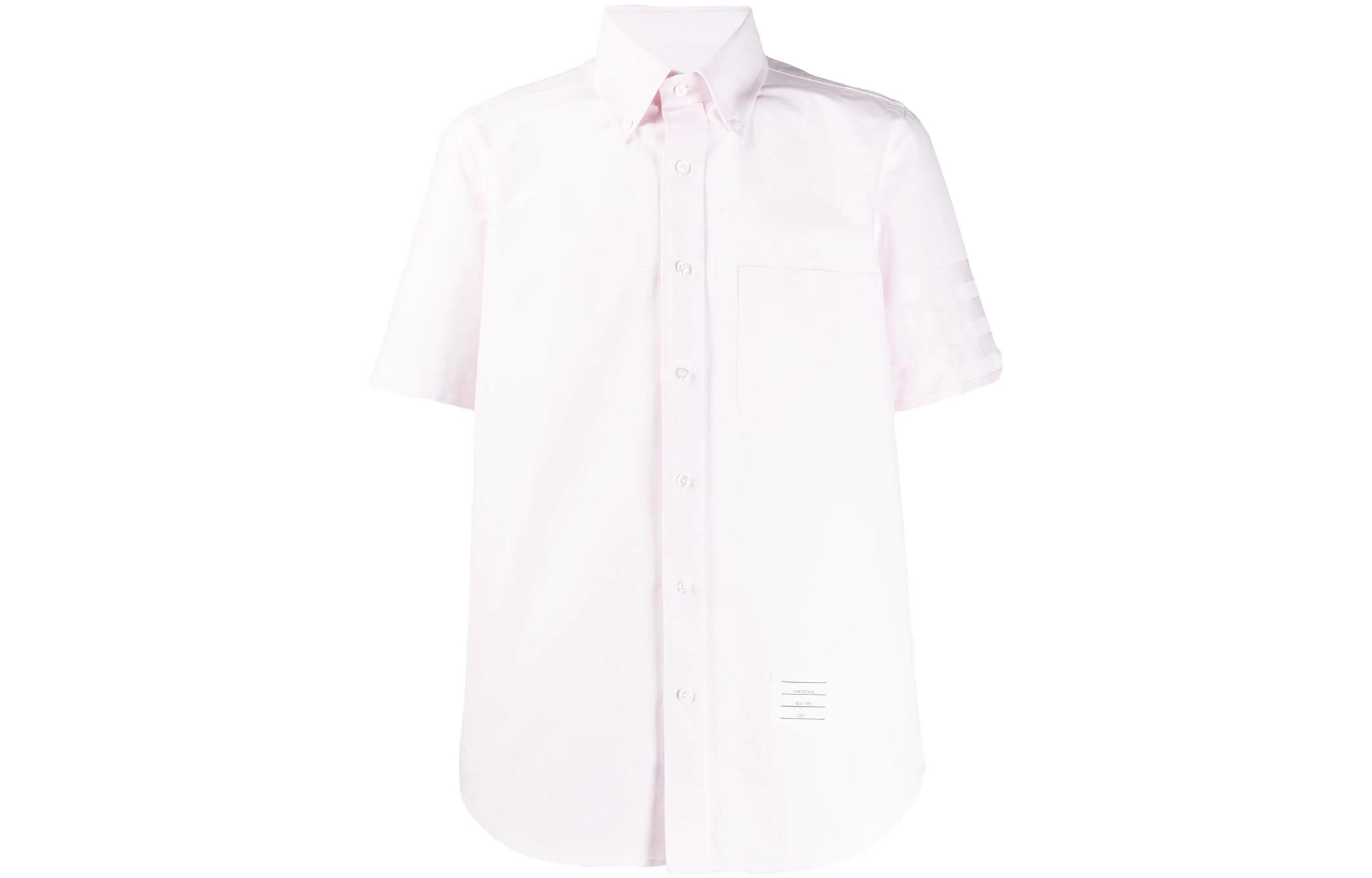 

Сорочка из саржи 4 полосы THOM BROWNE, белая