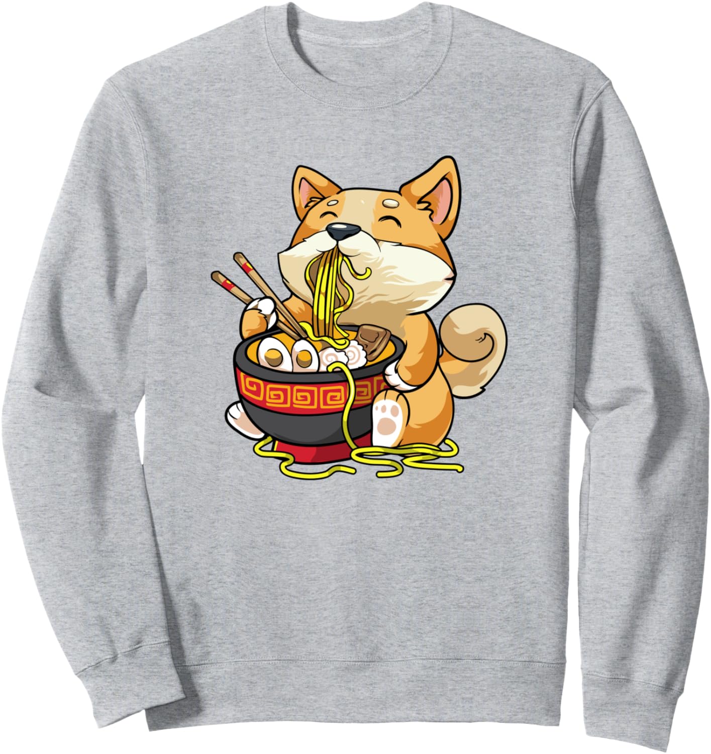 

Милая толстовка с изображением собаки породы корги в миске для лапши рамен фо из Японии Ramen Pho Noodles Soup Anime Kawaii Designs, серый