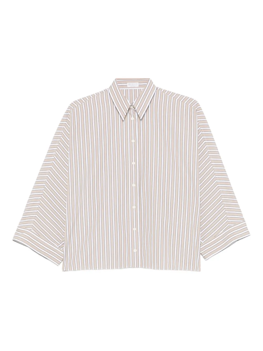 

Рубашка в полоску на пуговицах Brunello Cucinelli, нейтральный