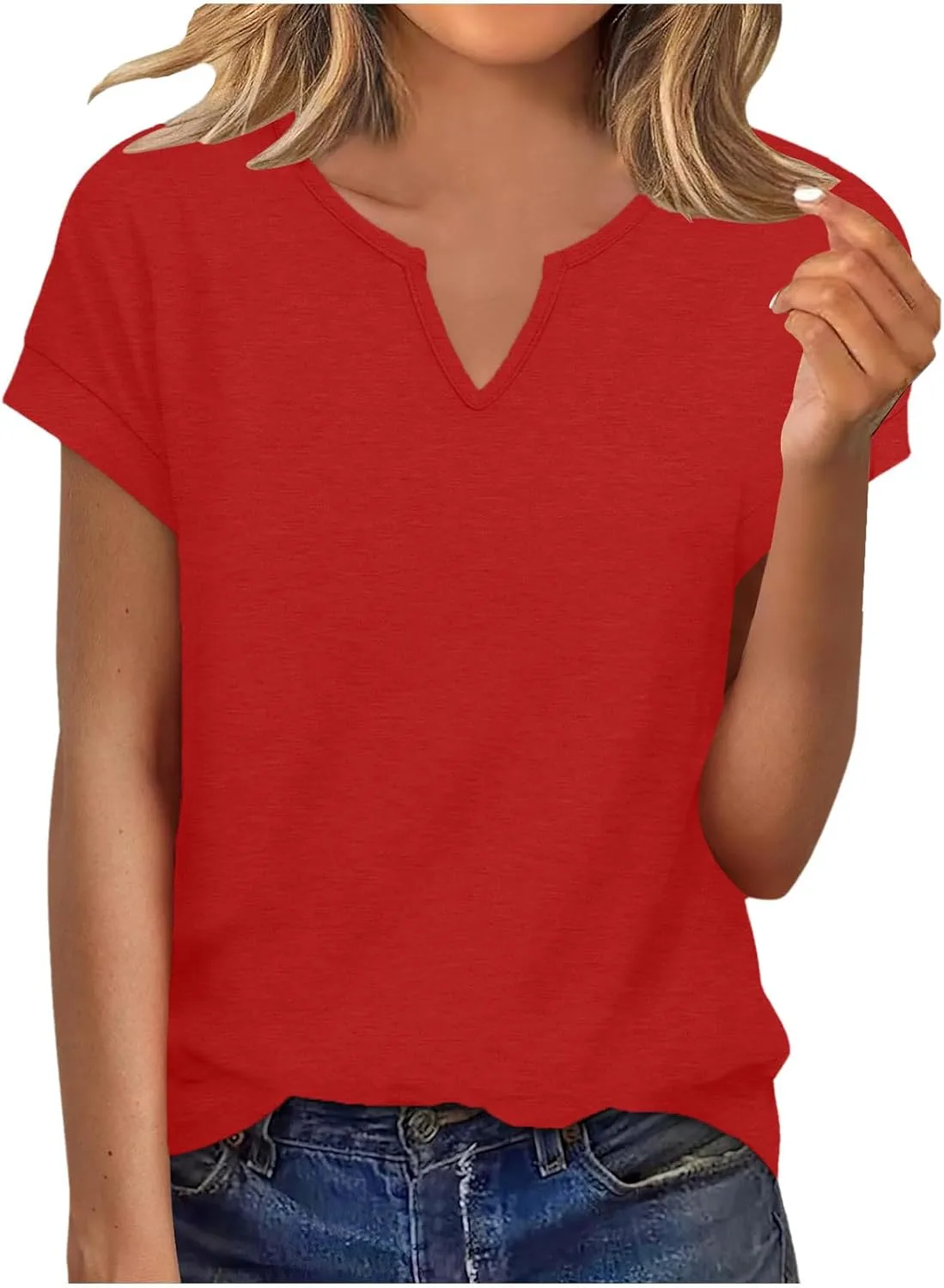 

Летний топ для женщин 2026 V-образный вырез короткий рукав Floleo