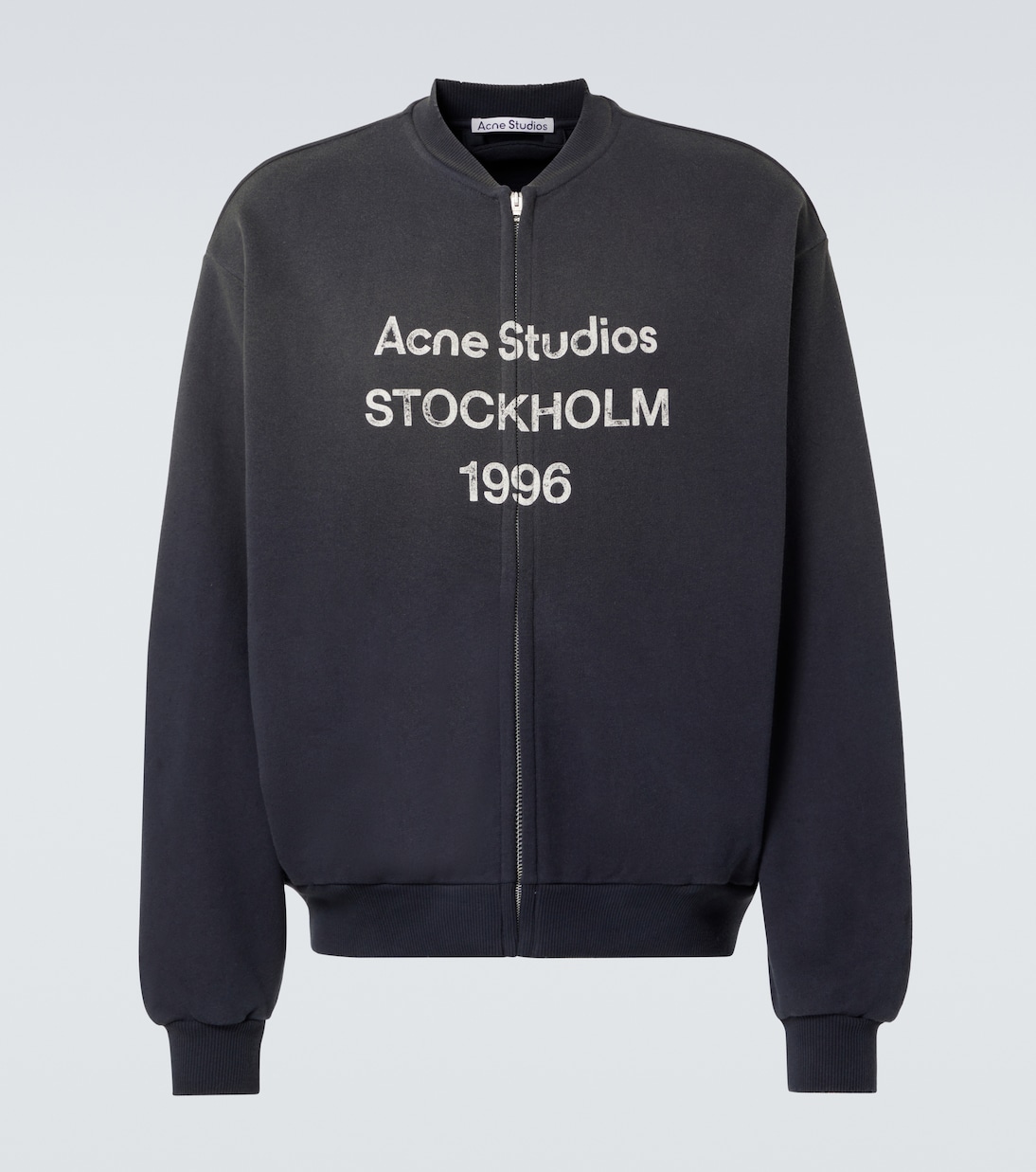 

Логотип худи на молнии из хлопковой смеси Acne Studios, черный